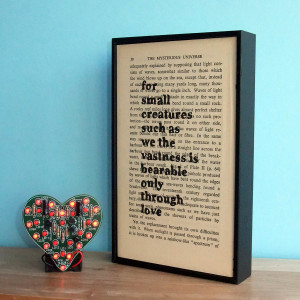 Carl Sagan Love Quote Altered Book Typographic Valentines Art