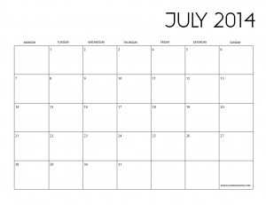 Calendar July Black And White