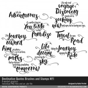 wordart graphics in a travel theme. Individual PNG files and an .abr ...