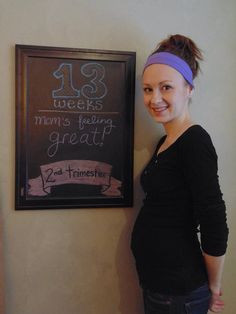 Chalkboard baby bump picture at 13 weeks