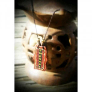 Rustic Recycled Magazine Paper Collage Necklace - Inspirational Quotes ...