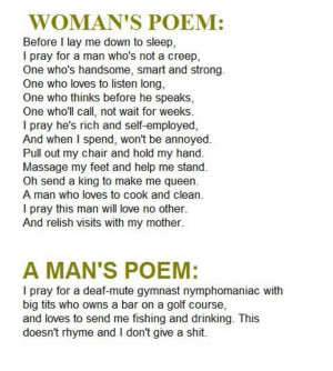 ... » Men vs Women » Difference Between A Poem By A Man And A Woman