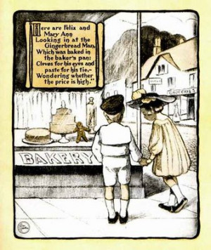 This 1905 drawing shows two young children wishing for the gingerbread ...