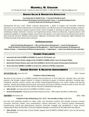 Resume Sample 2 – Senior Sales & Marketing Executive resume