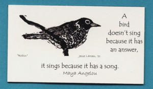 Maya Angelou's quote with Robin block print: 