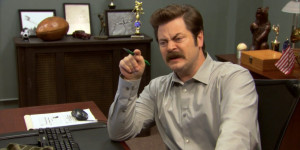Ron Swanson does not like the library.
