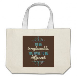Be Irreplaceable Be Different Blue Brown Canvas Bag