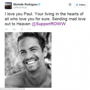 Michelle Rodriguez leads tributes for Paul Walker on anniversary of ...