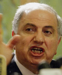 Ahmed Chalabi speaks during a press conference yesterday