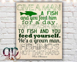 ... typographic print, ron swanson, fishing quote, parks and rec, quotes