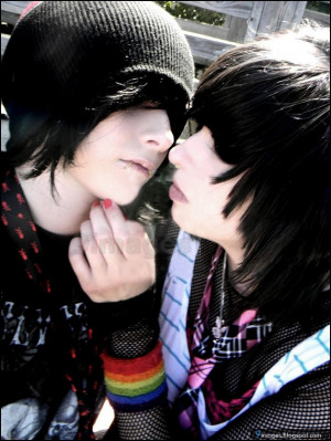 emo, couple, kiss, cute, beautiful