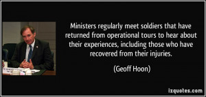 Ministers regularly meet soldiers that have returned from operational ...