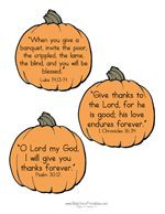 Pumpkin Bible verse printables about Thankfulness. vers printabl, bibl ...