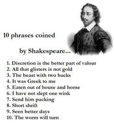 10 PHRASES COINED BY SHAKESPEARE More