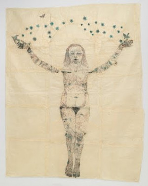 ... by kiki smith collage drawing with ink nepalese paper by kiki smith