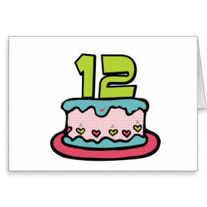 12 Year Old Birthday Cake Greeting Card