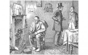 ... Pip looking on, in a scene from Great Expectations by Charles Dickens