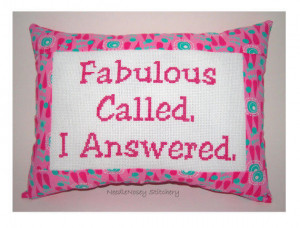 funny cross stitch pillow pink pillow fabulous quote