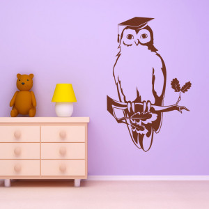 Clever Owl on a Branch Animal Wall Art Sticker Wall Decals Transfers