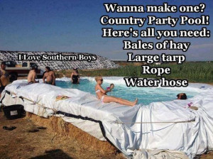 Make your own cowgirl pool` Bales of hay and a large trap. Get~R~Done ...