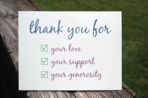 Thank You For Your Love, Support, Generosity ... Check List Thank You ...