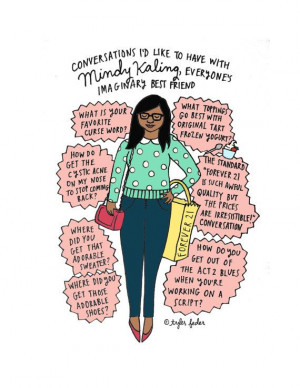 Mindy Kaling 5x7 Print HandIllustrated by roaringsoftly on Etsy, $10 ...