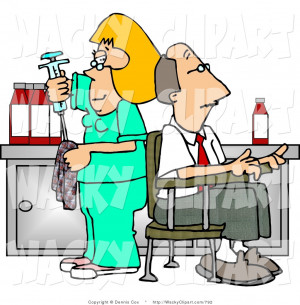 Clipart Smiling Nurse Cleaning Needle After Drawing Blood Samples