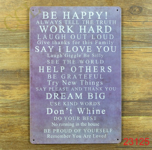 Retro metal wall art tin sign - House rules Wall Quote - vintage ...