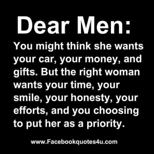 ... your honesty, your efforts, and you choosing to put her as a priority