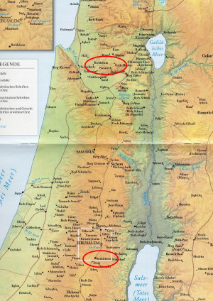 Map From Nazareth to Bethlehem