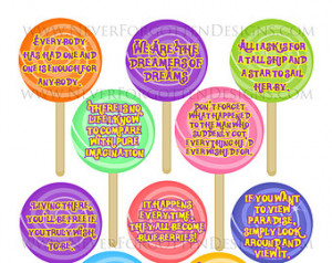Wonka Inspired Instant Download LARGE and SMALL Lollipop Cupcake Quote ...