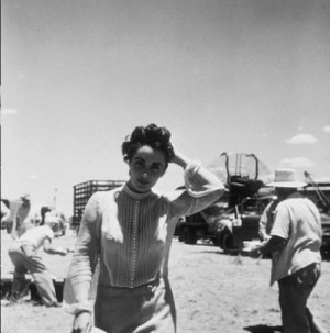 suicideblonde:Elizabeth Taylor on the set of Giant, 1956