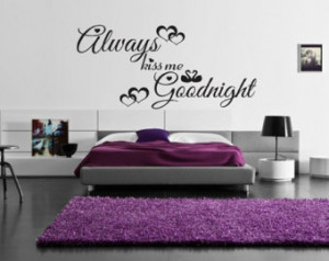 Always Kiss Me Goodnight Vinyl Wall Art Sticker Couples Decal, Bedroom ...