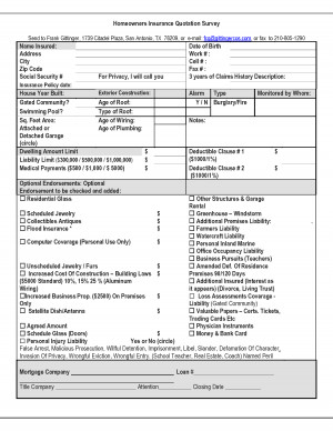HOMEOWNERS QUOTE SHEET - PDF