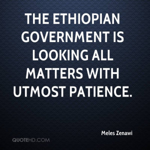 the Ethiopian government is looking all matters with utmost patience.