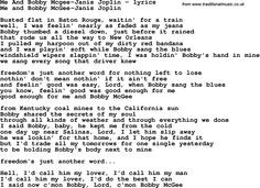 janis joplin lyrics bobby mcgee Love More
