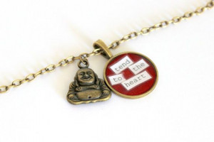 Laughing Buddha Charm, Buddha Quote Tend to the Heart, Charm Necklace ...