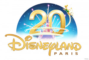 Tinker Bell presents the Disneyland Paris 20th Anniversary logos, with ...