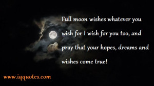 Full moon wishes whatever you wish for I wish for you too, and pray ...
