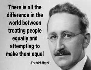 Friedrich Hayek Equality Quote Poster