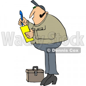 Royalty-Free (RF) Clipart Illustration of a Worker Man Standing By A ...