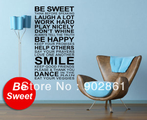 Modern wall sticker be sweet living room wall quote sticker deco