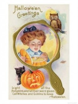 Vintage Halloween Poster of a Witch with A Halloween Poem