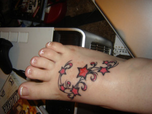 Red And Black Star Foot Tattoos For Girls 2011. .Cute Baby Feet Quotes