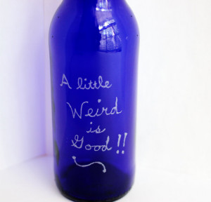 Engraved Glass Quote, Hand Etched, Cobalt Blue Glass Vase, Repurposed ...