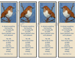 Printable Bookmarks: Veery Bird wit h Quote by A W Tozer, Christian ...
