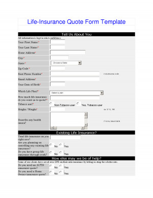Life-Insurance Quote Form Template Tell Us About You All