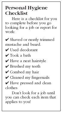 Personal Hygiene Checklist - Do not begin looking for a job unless you ...