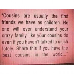 remember as a kid me and my cousins were close! Nowadays it's just ...
