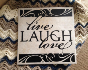 DIY Live LAUGH Love tile vinyl crafts wall decal quote vinyl lettering ...